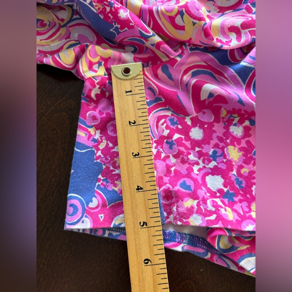 Lilly Pulitzer Karlie Wrap Shorts Romper Pink and Purple Abstract Design Size XS - Picture 10 of 11